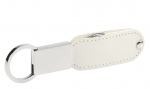 Memoria USB de cuero elegante Blanco con un clip de metal práctico